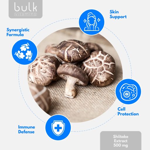 Shiitake Extract 500mg + Zinc Bisglycinate – 180 Capsules – 90 Day Supply 