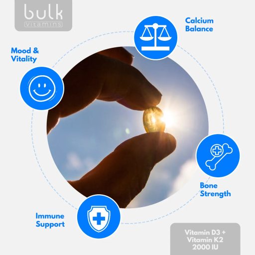 Vitamin D3+K2 – 90 Capsules – 90 Day Supply