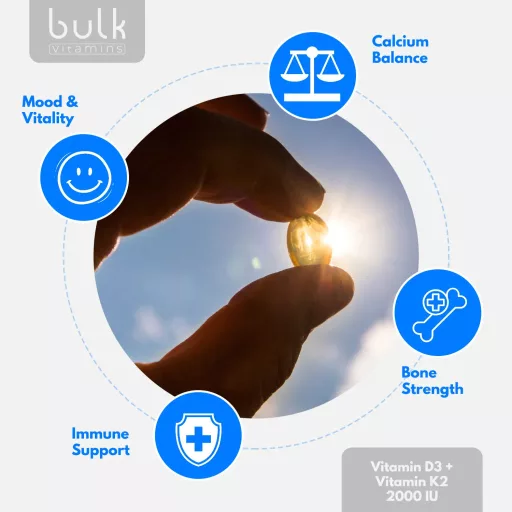 Vitamin D3+K2 – 90 Capsules – 90 Day Supply