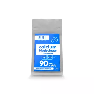   Calcium Bisglycinate 300mg + Vitamin D3 – 180 Capsules – 90 Day Supply