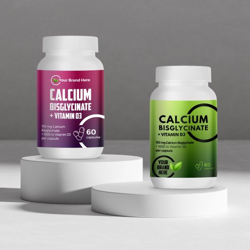 Calcium Bisglycinate 150 mg + Vitamin D3 – 60 Capsules – White Label – MOQ 20 Units – EU Supplier