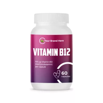   Vitamin B12 100 µg – 60 Capsules – White Label – MOQ 20 Units – EU Supplier