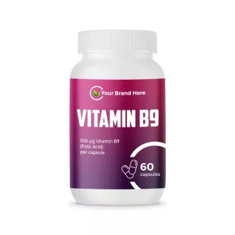   Vitamin B9 (Folic Acid) 500 µg – 60 Capsules – White Label – MOQ 20 Units – EU Supplier