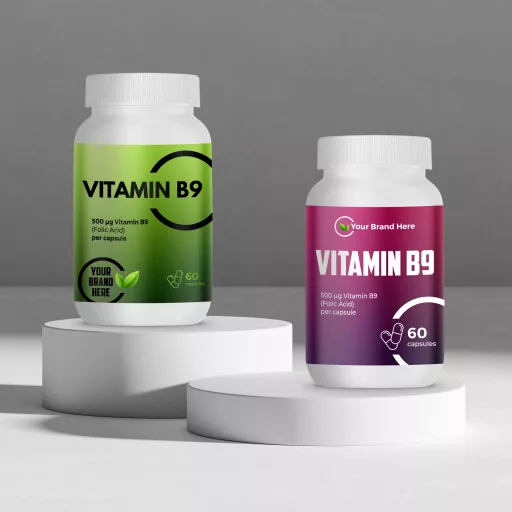 Vitamin B9 (Folic Acid) 500 µg – 60 Capsules – White Label – MOQ 20 Units – EU Supplier