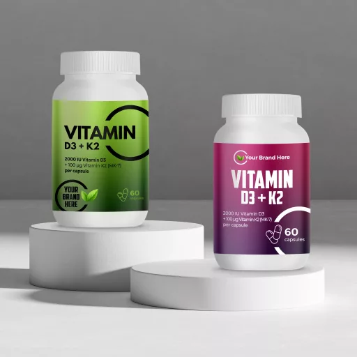Vitamin D3 + K2 – 60 Capsules – White Label – MOQ 20 Units – EU Supplier