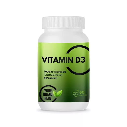 Vitamin D3 2000 IU – 60 Capsules – White Label – MOQ 20 Units – EU Supplier